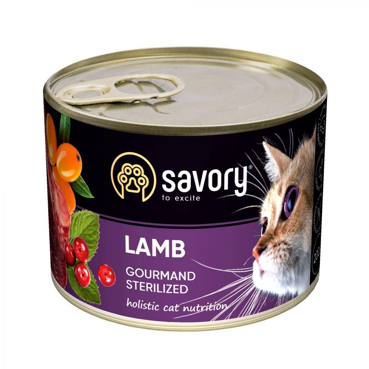 

Консервы для стерилизованных котов Savory с ягненком 200г