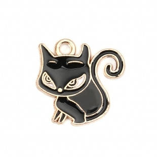 

Подвеска Лиса, Цинковый сплав, Цвет: Золото, Черная эмаль, 21 мм x 21 мм