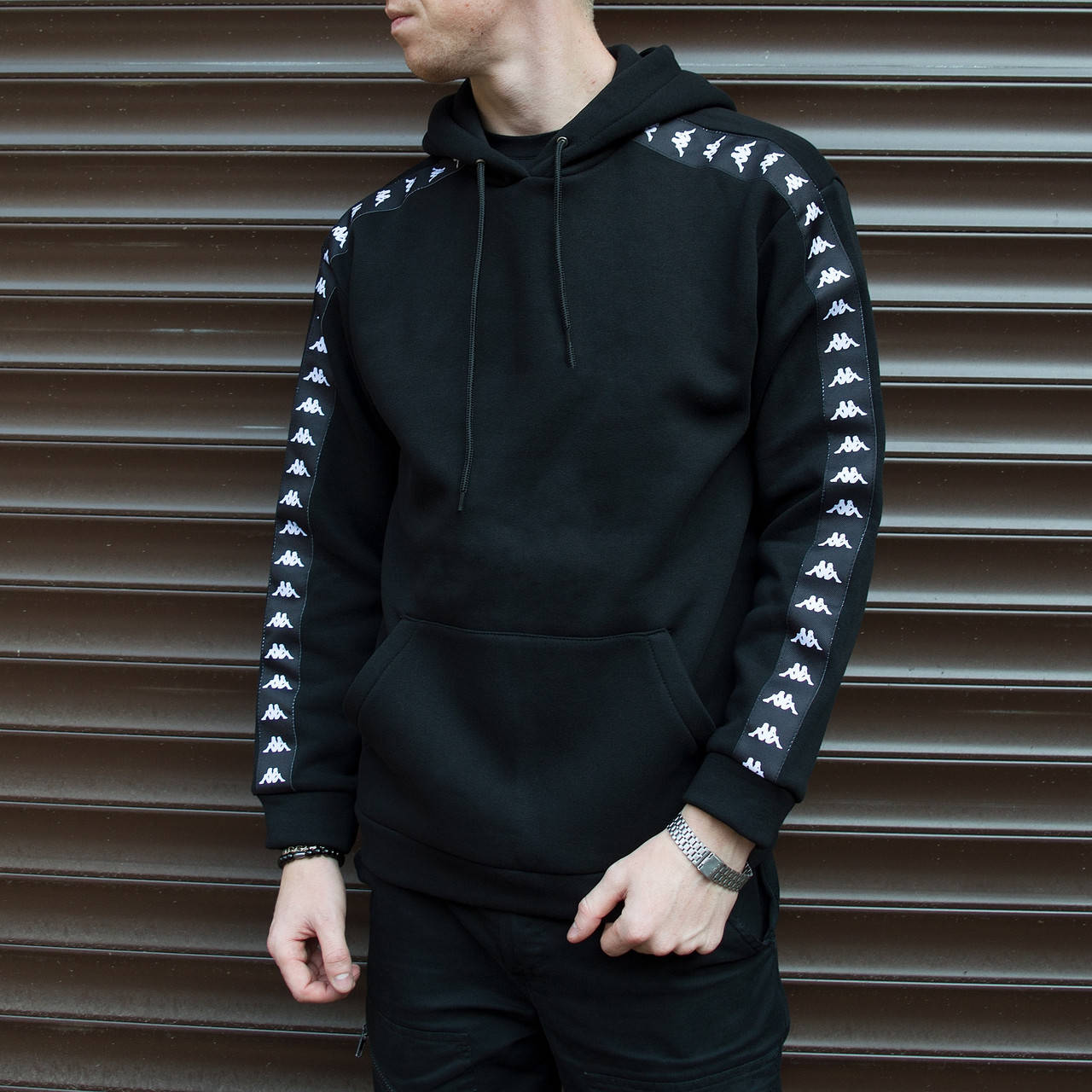 

Худи мужское с капюшоном Kappa х black | кофта трикотажная весенняя | осенняя, Черный