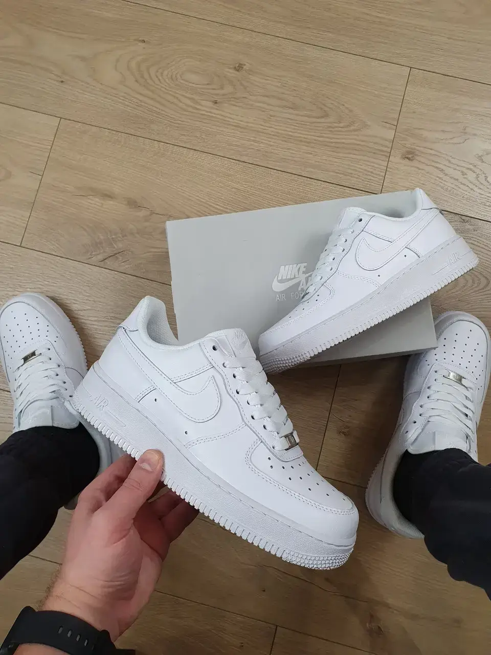 

Кроссовки мужские Nike Air Force 1 07 All White. Кроссы Найк Аир Форс 1 Классик белые весна осень для парней, Белый