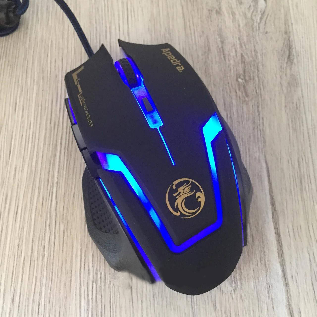 

Мышь проводная Apedra A9 игровая с подсветкой Black в подарочной упаковке, Черный