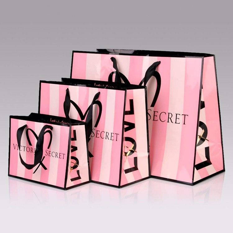 

Пакет бумажный Victoria Secret с сердцем маленький, Черный