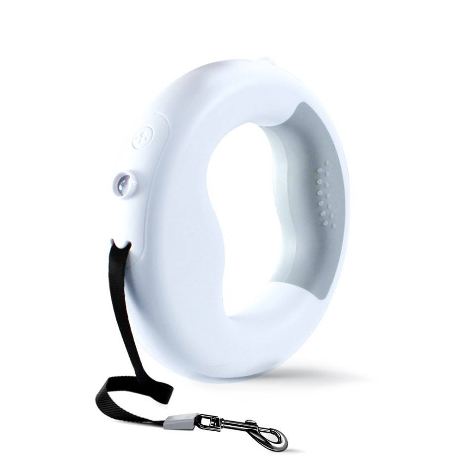 

Поводок рулетка до 25 кг HANDS-FREE USB фонарик, Белый