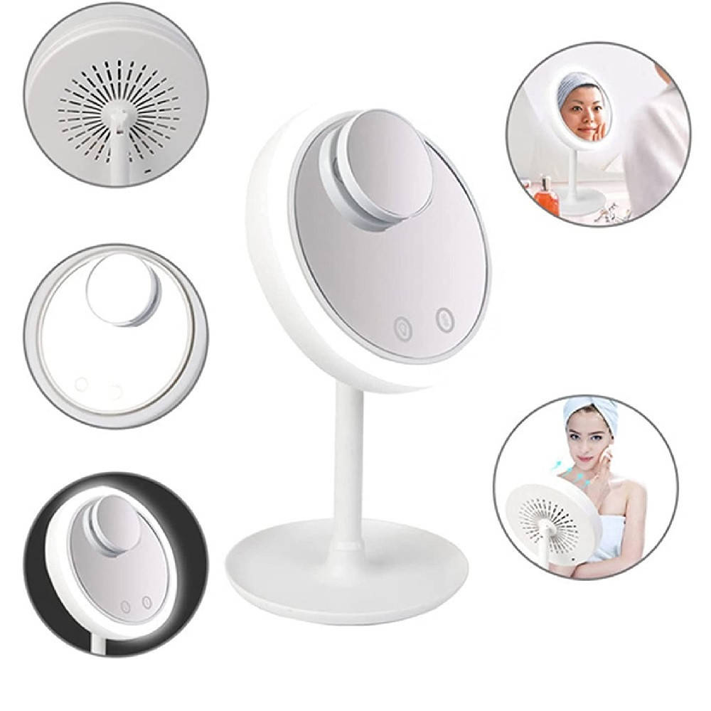 

Косметическое зеркало с подсветкой и вентилятором Beauty Breeze Mirror / Зеркало для макияжа / Круглое зеркало, Белый