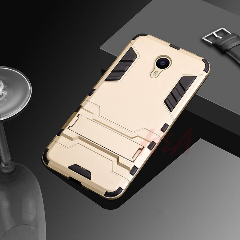 

Чехол бампер для meizu m5 противоударный с подставкой (золотистый)