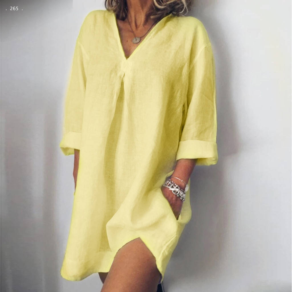 

Платье женское свободного кроя лен с разрезом 40 42 44 46 48 50 52 54 56 58 60 Разные цвета