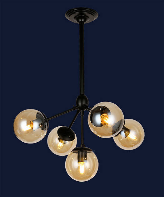 

Красивая потолочная люстра 756PL385-5 BK+BR