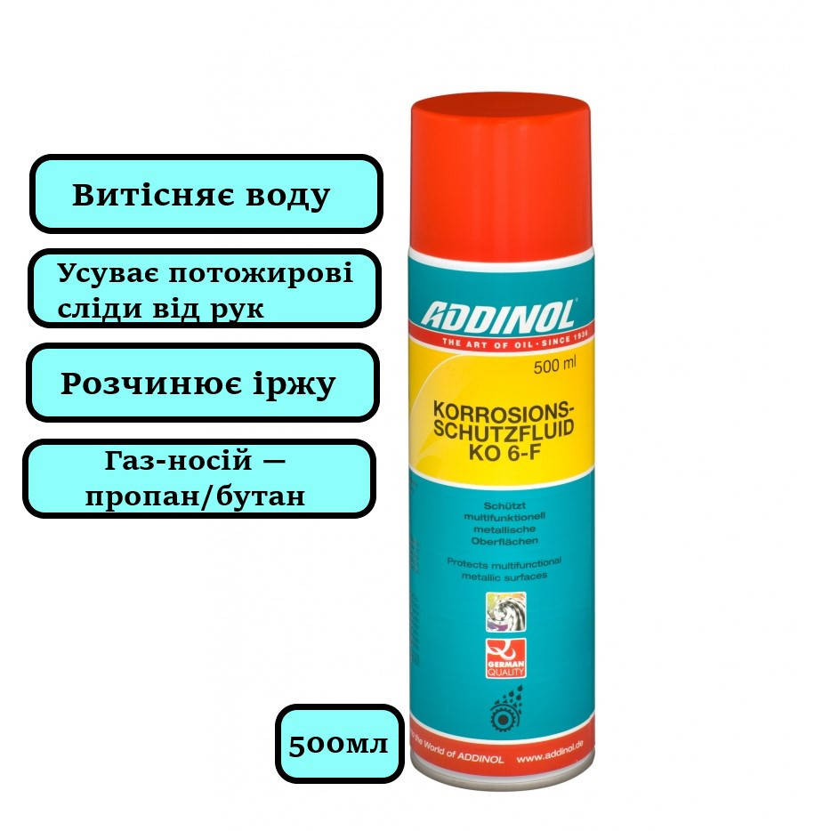 

Растворитель ржавчины ADDINOL Korrosionsschutzspray KO 6-F 500мл