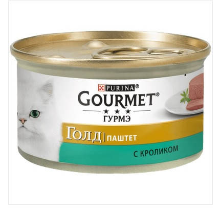 

Влажный корм Purina Gourmet Gold для кошек, паштет с кроликом, 85 г