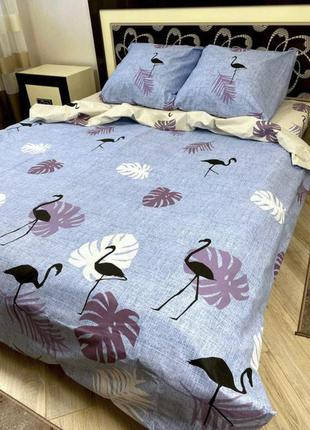 

Фламинго серый - Бязь 3D - Двухспальный комплект