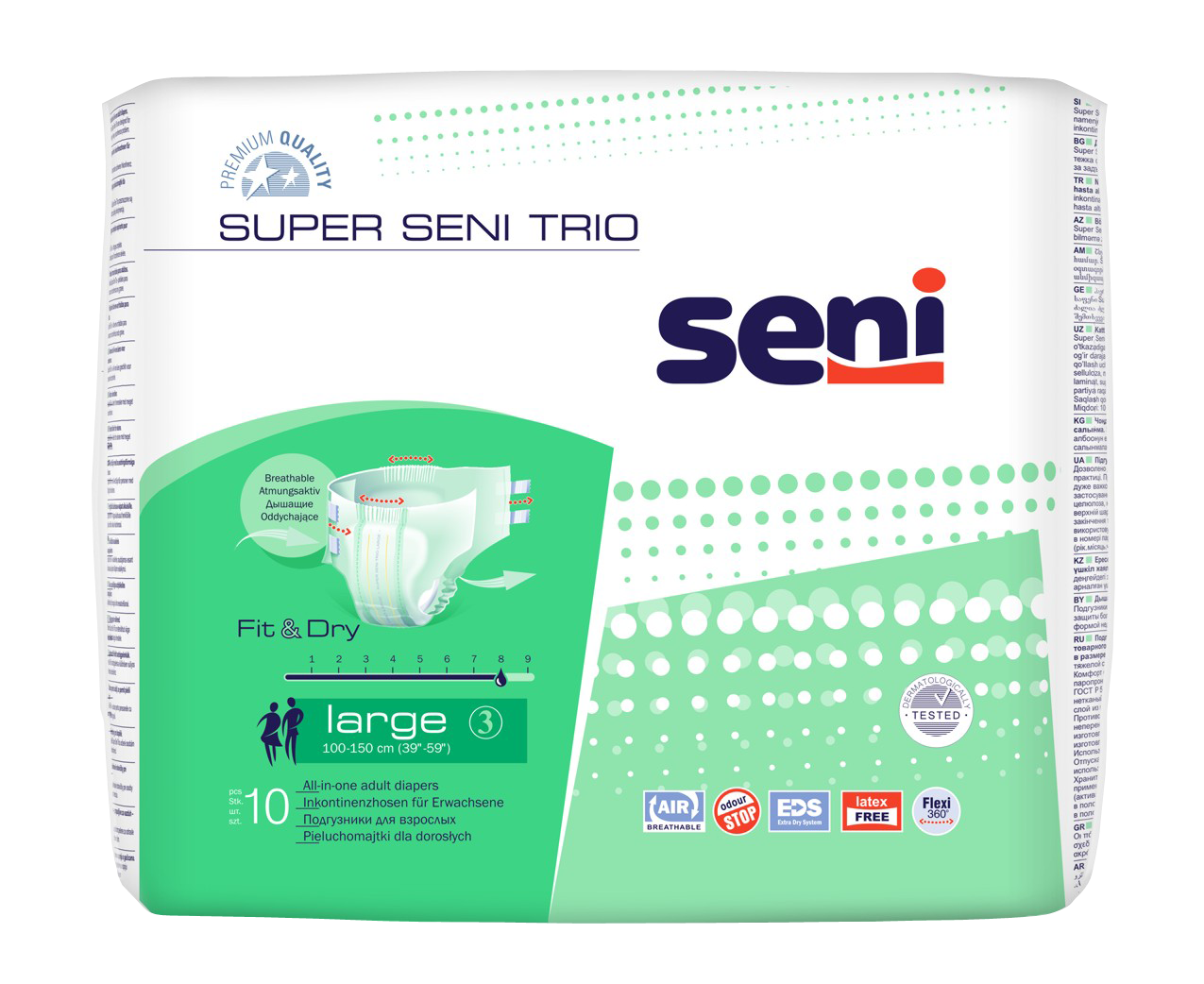 

Подгузники для взрослых SUPER SENI Trio 3 LARGE 10шт. Air