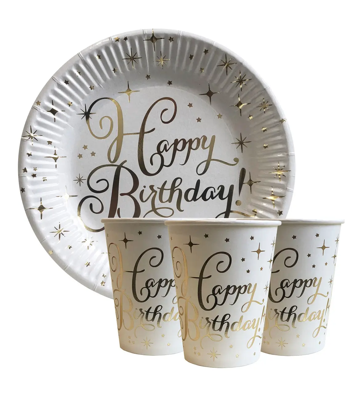 

Набор праздничной посуды (10 тарелок, 10 стаканов) - " Happy Birthday"