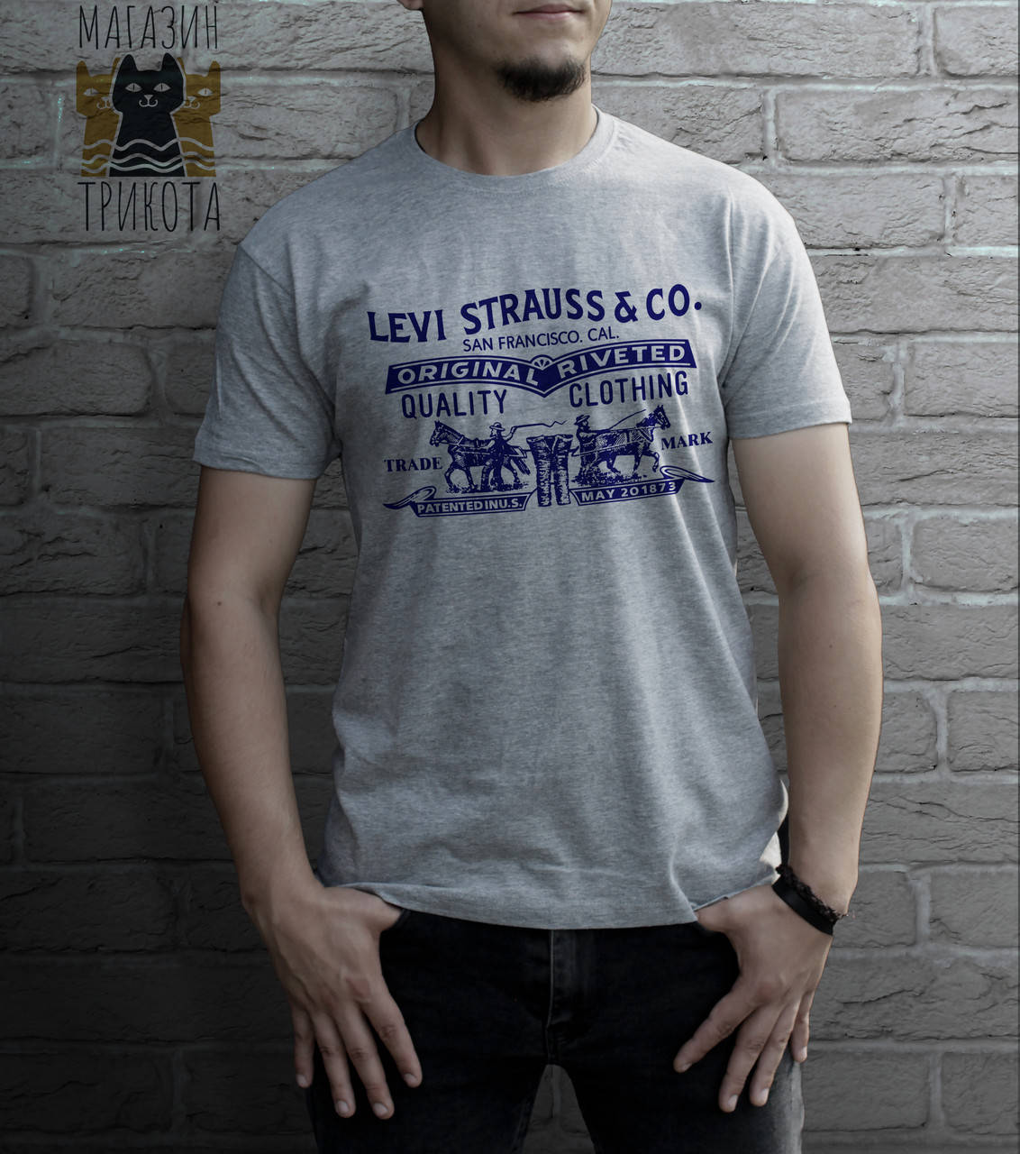 

Мужская футболка с рисунком LEVI STRAUSS & CO темно-серый