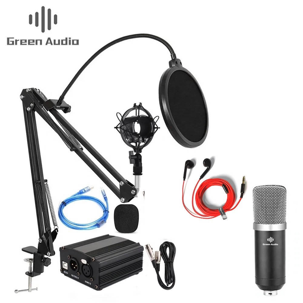 

Микрофон Студийный Green Audio. BM-800 с Фантомным Питанием 48V Стойкой , Ветрозащитой , Наушниками