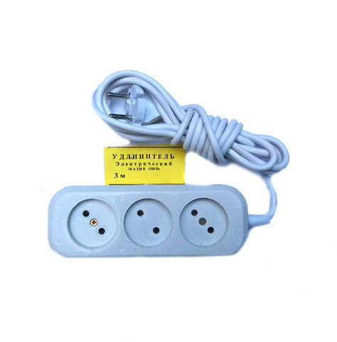 

Удленитель переноска 3 метра 3 розетки без выкл. (409)