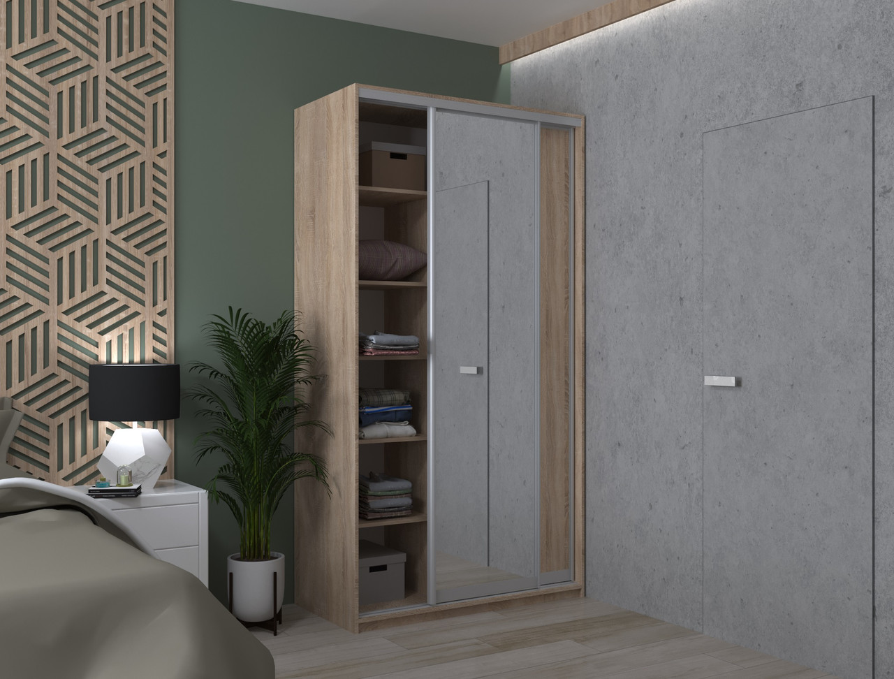 Шафа купе Doros Сіті Лайт Дуб Cонома 1 ДСП / 1 Дзеркало 120х60х225 (42002035) 3