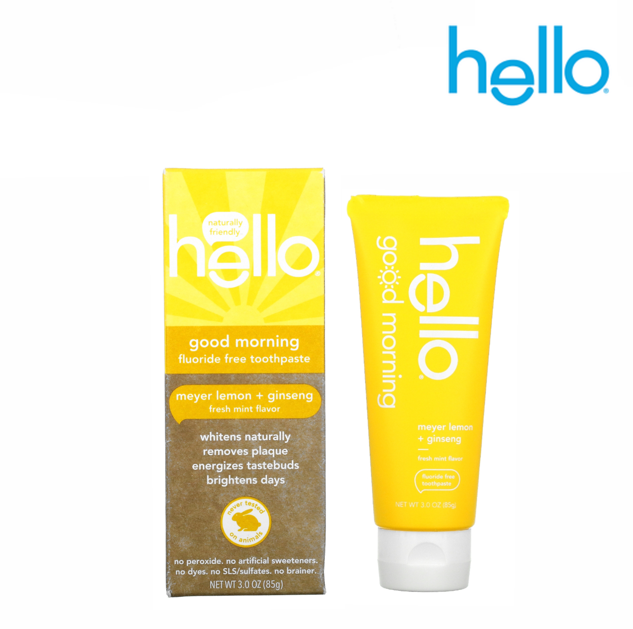 

Зубная паста Hello Good Morning без фтора, лимон, мейера, женьшень, 85 г