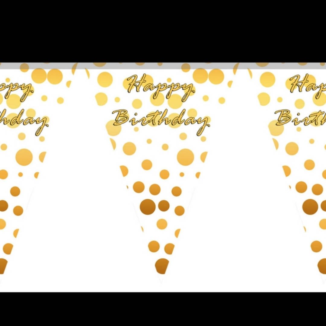 

Гирлянда бумажная Happy birthday горошек золотой