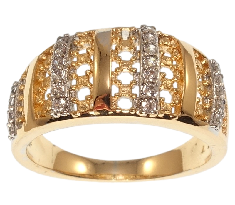 

Кольцо Xuping Позолота 18K+Родий "Резной орнамент с цирконием" р.16.5