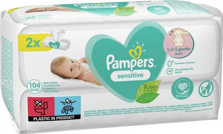 

Детские влажные салфетки Pampers Sensitive 2х52 шт