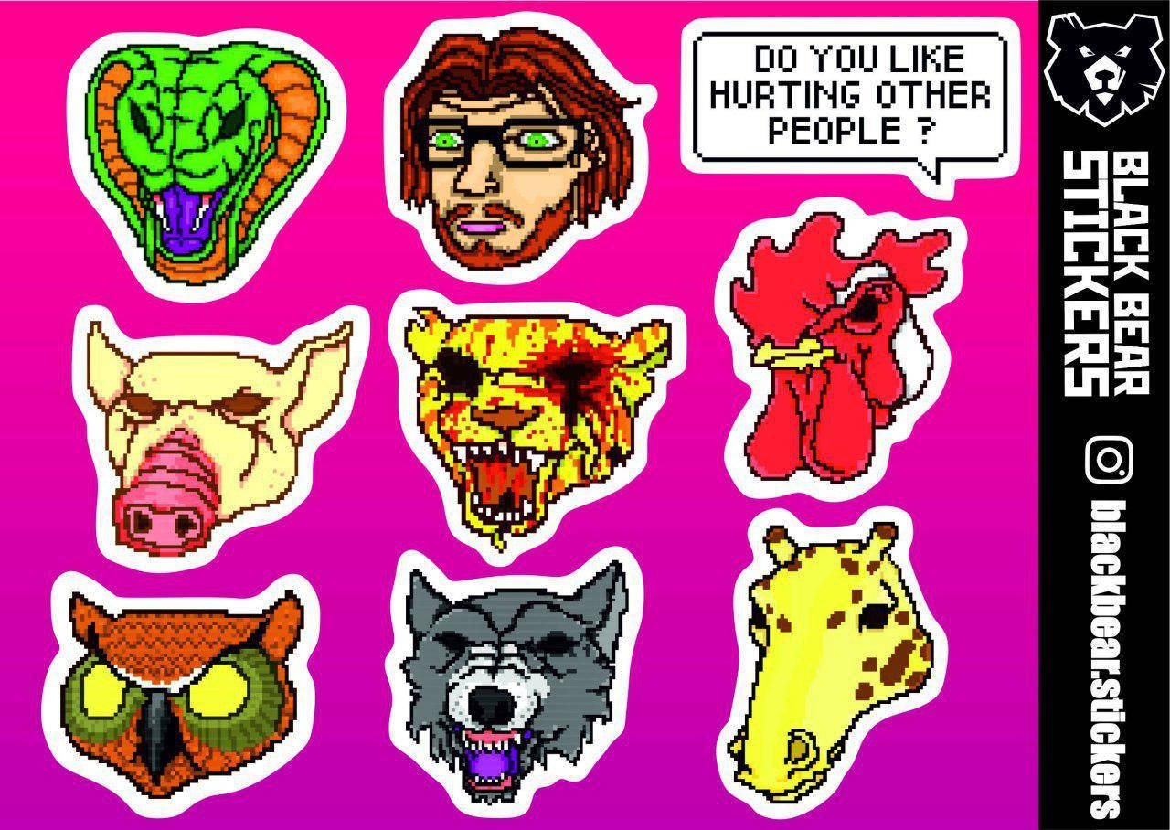 

Стикерпак №09 "Кислотные звери". Стикеры, наклейки, набор