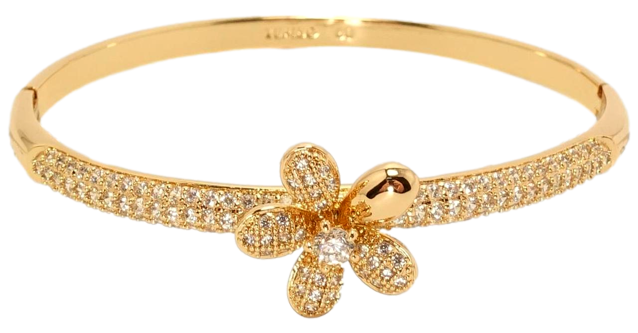 

Браслет Xuping Позолота 18K "Шинка с инкрустацией цирконием и цветком" ø 6,5см