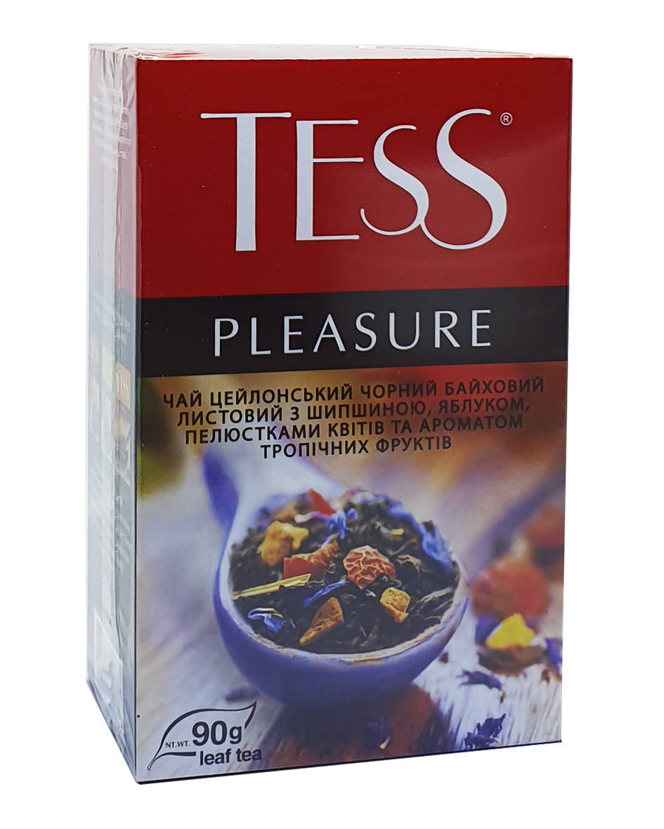 

Чай чорний з шипшиною, яблуком і пелюстками квітів Tess Pleasure 90 г (722)