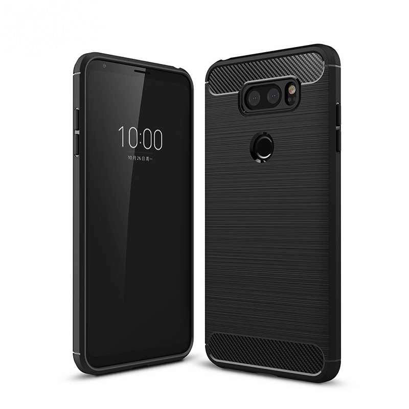 

Защитный чехол Viseaon для LG V30 | Plus черный резиновый бампер противодударный