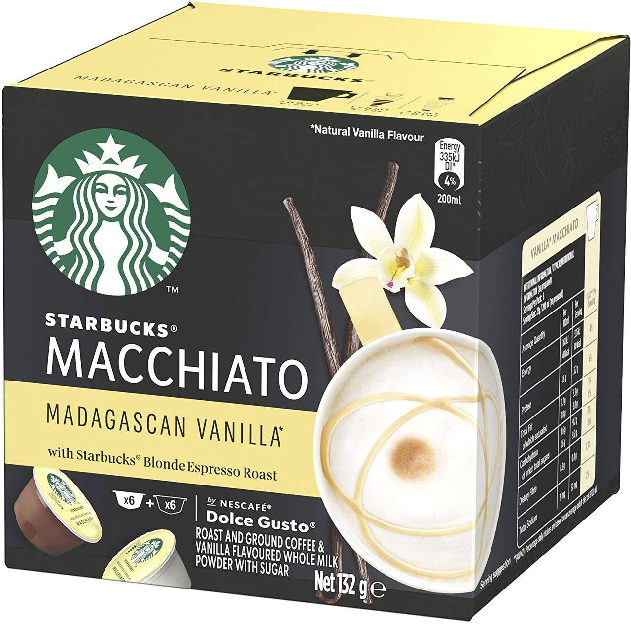 

РОЗКРИЛАСЬ УПАКОВКА! Кофе в капсулах Дольче Густо - Dolce Gusto Starbucks MADAGASCAR VANILLA MACCHIATO