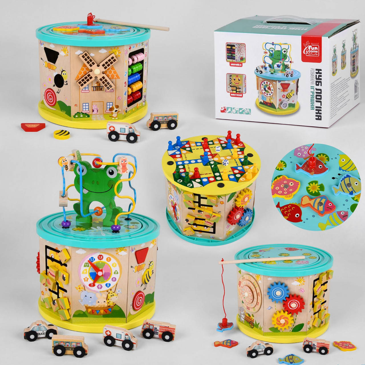 

Деревянный логический куб, Бизиборд 49679 "Fun Game" Монтессори