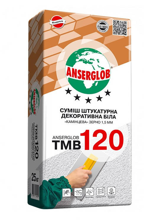 

Штукатурка декоративная камешковая белая ANSERGLOB ТМВ 120
