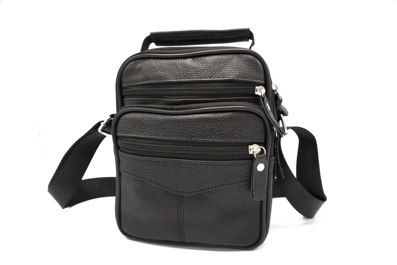 

Мужская кожаная сумка барсетка через плечо NiceBags V5421 - Черная сумка мессенджер из натуральной кожи, Черный