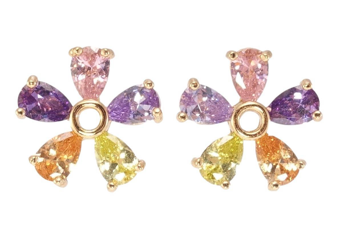 

Серьги Xuping Позолота 18K гвоздики (пусеты) "Разноцветные кристальные цветочки"