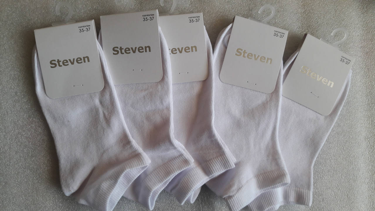 

Носки женские короткие Steven 052 спортивные однотонные, Белый