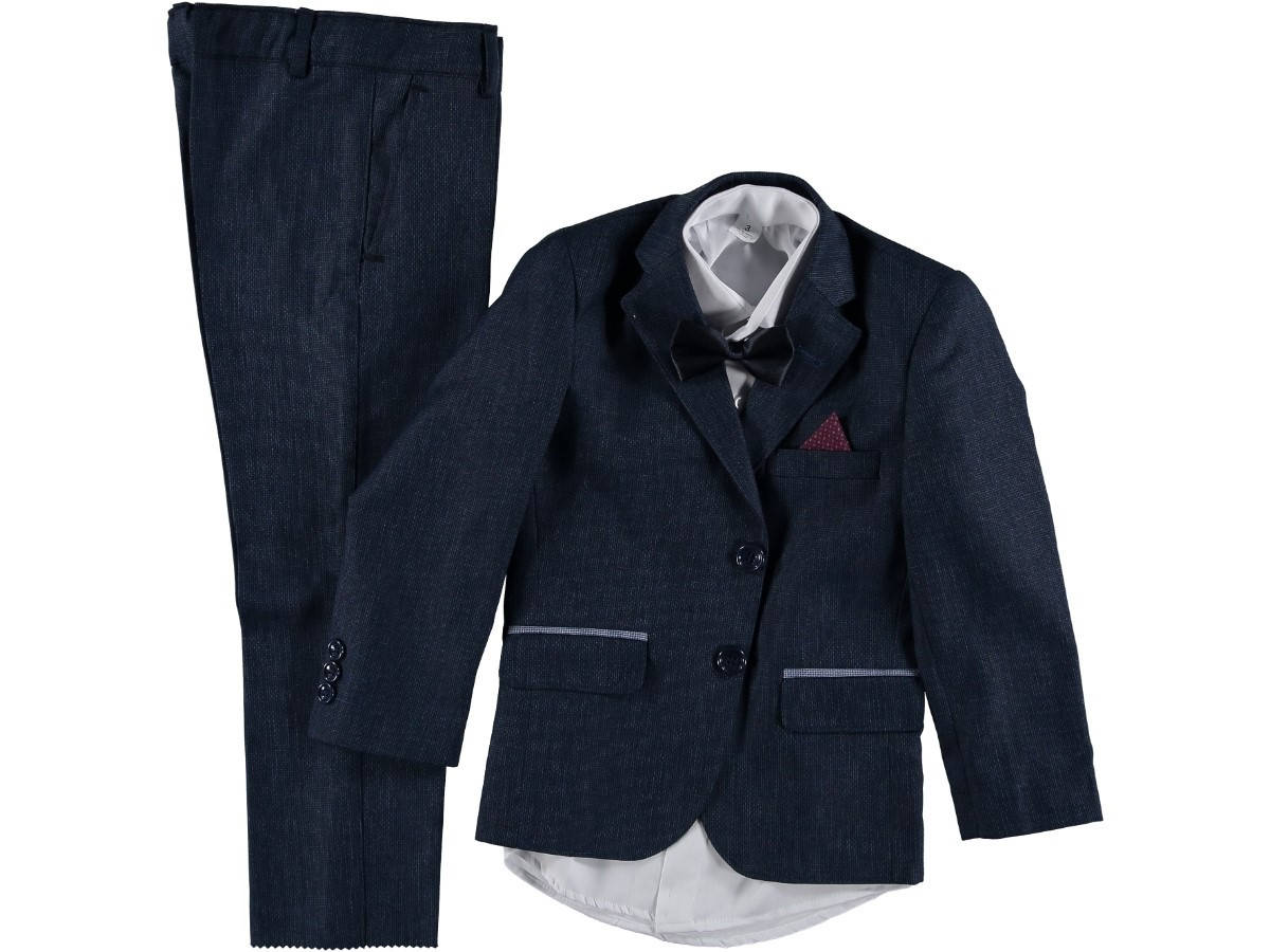 

Детский школьный брючный костюм-тройка для мальчика синий 134