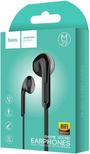 

Наушники с микрофоном Hoco M39 Rhyme Sound — Black проводные для телефона, Черный
