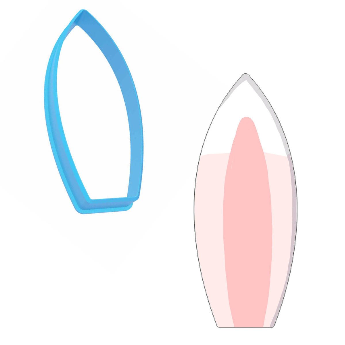 

Ушко Кролика 1 вырубка для пряников 8 см (3D)