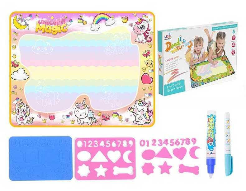 

Акваковрик для рисования водой 775-4 (36/2) водные штампы с трафаретами, маркер, в коробке