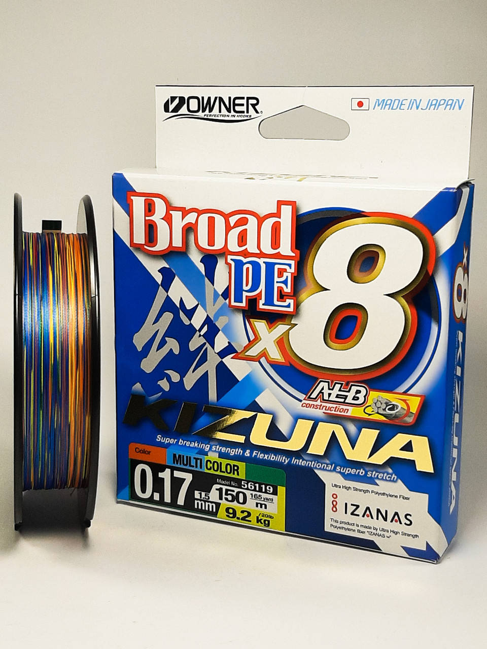 

Шнур Owner Kizuna Broad PEx8 150м. 0.17мм., Разные цвета