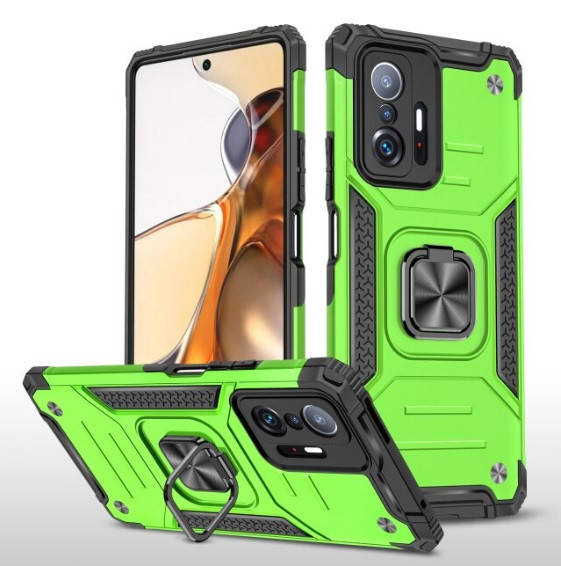 

Противоударный чехол с подставкой для Xiaomi 11T / 11T Pro салатовый защитный бампер