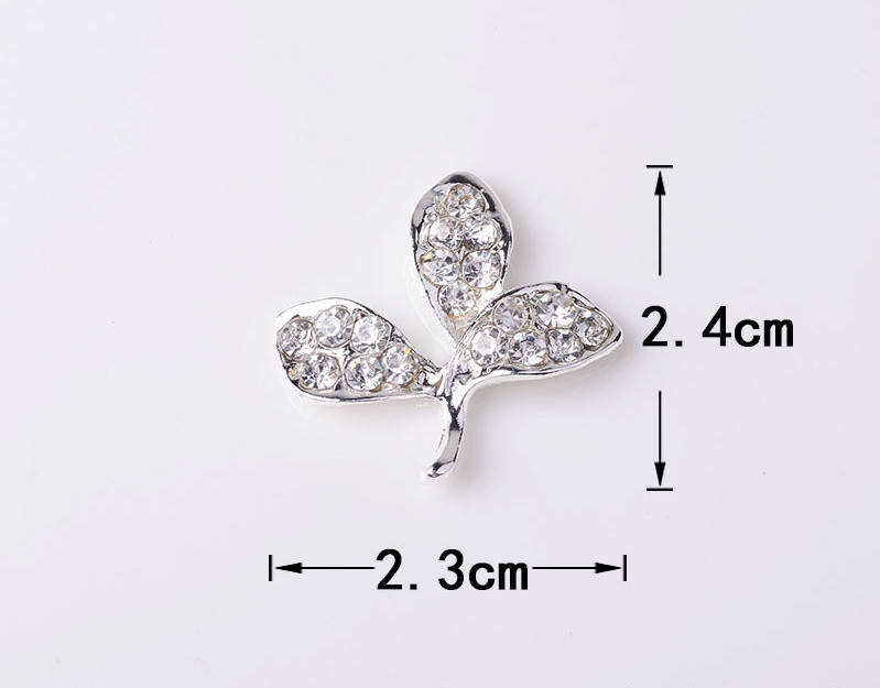 

Ветка с листьями для украшений, подвеска листочки металл цвет silver 23*24 мм, Серебристий