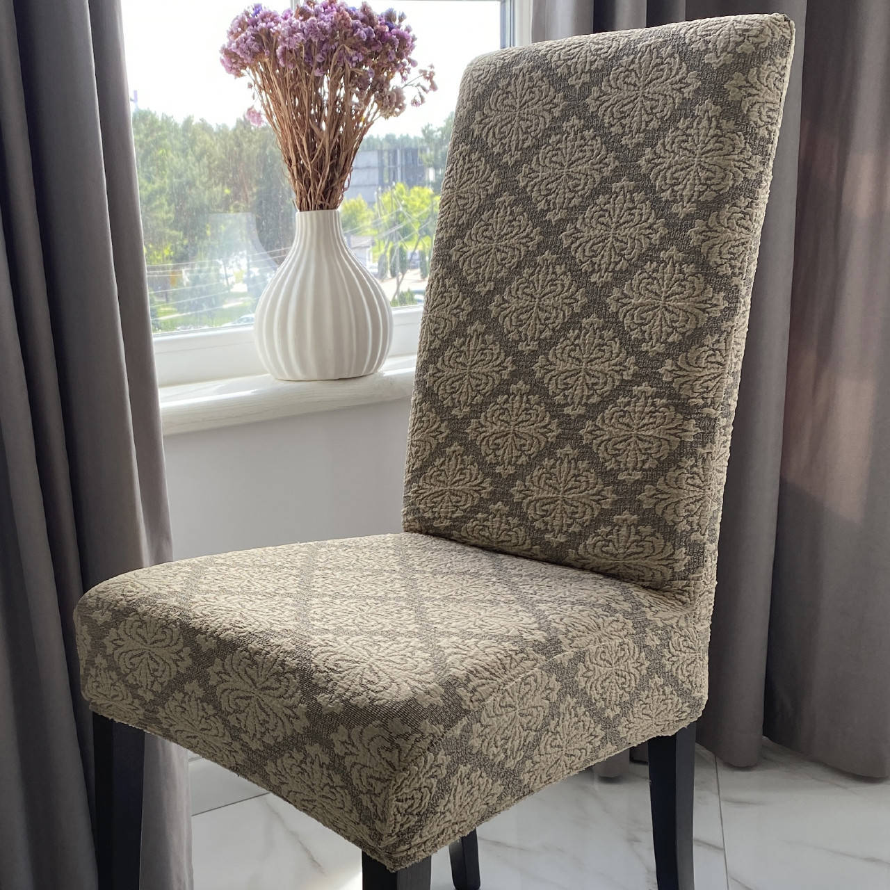 

Чехол на стул. Жаккард Турция. Капучино (Повышенная плотность 270 гр / м²)