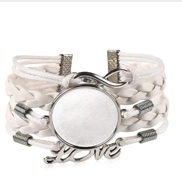 

Браслет с основой под кабашон 25 мм, цвет белый