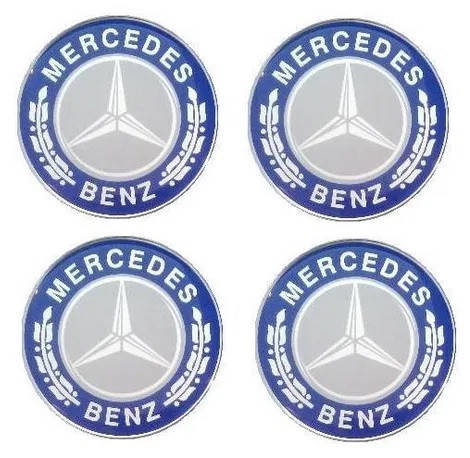 

Наклейка синяя с логотипом Mercedes для колпаков 90мм, 4шт