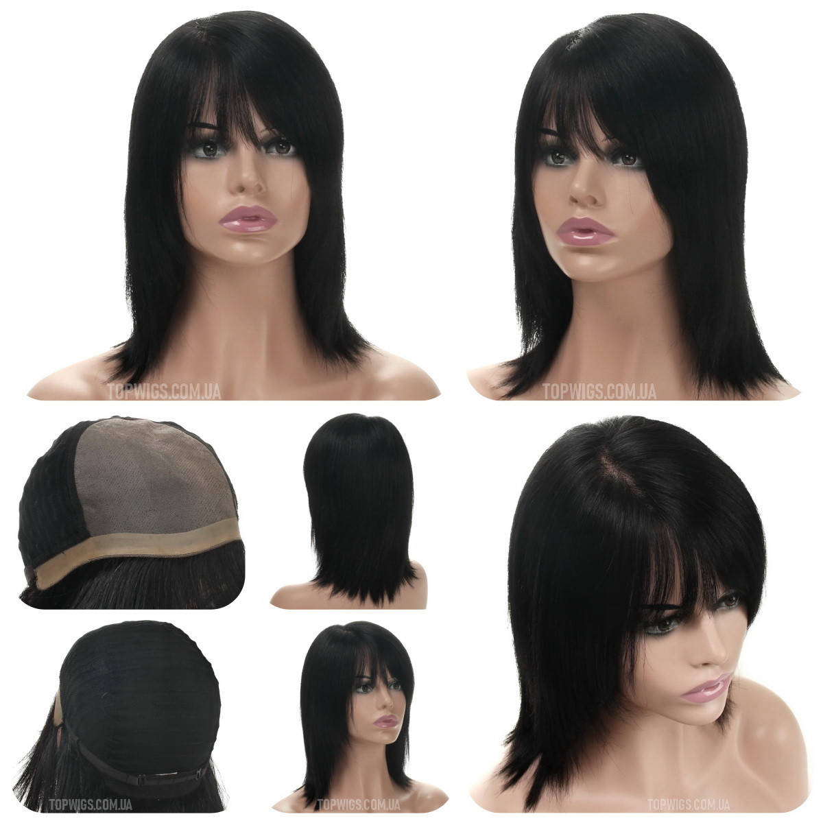 

Парик из натуральных волос на сетке - система Kira HH чёрного натурального цвета