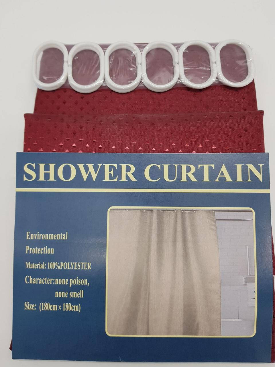 

Шторка в ванную тканевая однотонная "Пика" 180х180см. Бордовый цвет.