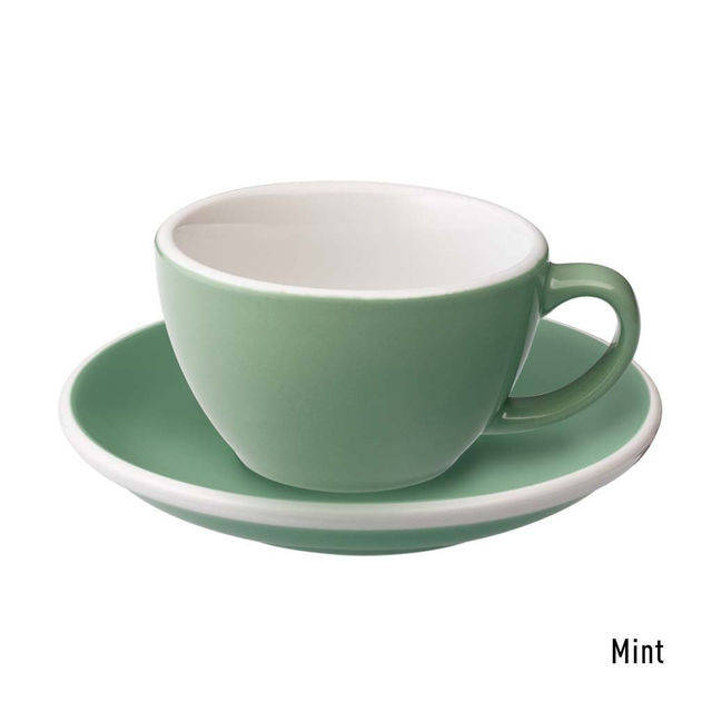 

Чашка и блюдце под кофе с молоком Loveramics Egg Flat White, 150 мл, Mint, Белый