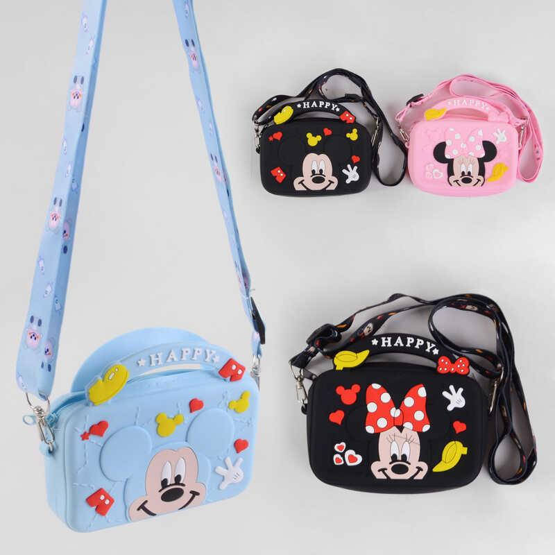 

Детская сумочка силиконовая "Микки и Минни", 4 вида, на змейке, 1 отделение, регулируемый ремешок, пак.