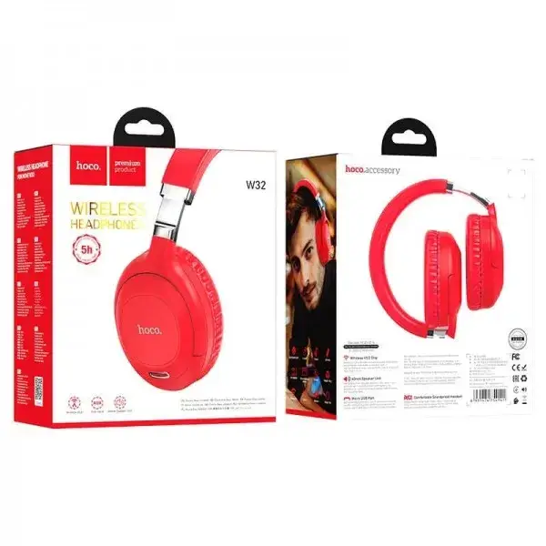 

Накладные наушники Hoco W32 Sound magic Red BT5.0