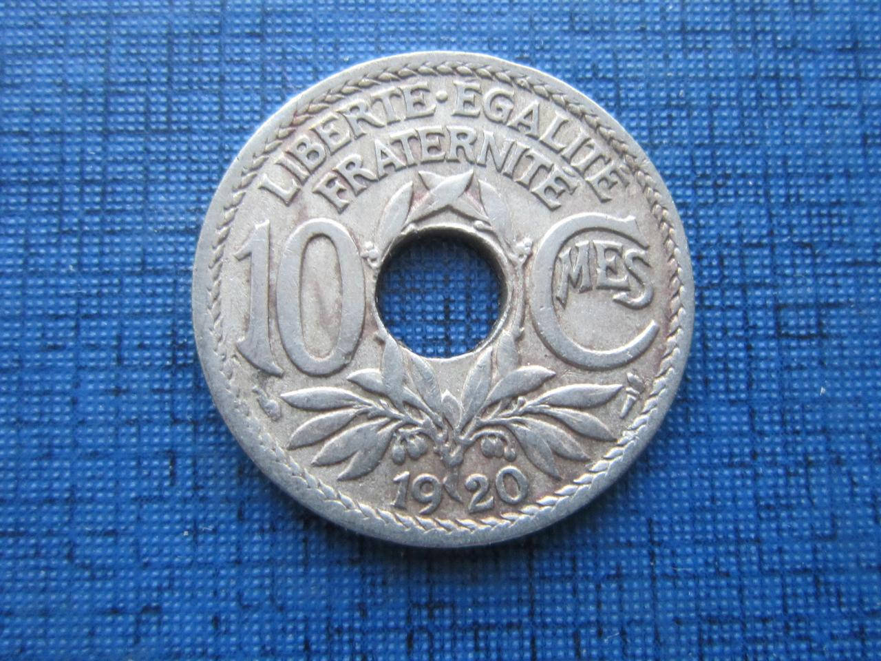 

Монета 10 сантим Франция 1920